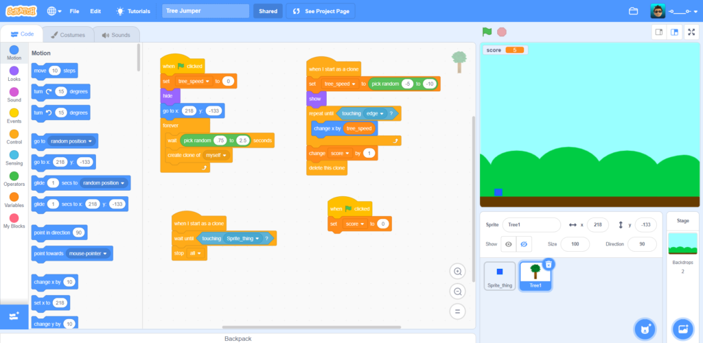 Programming with Scratch - an example of the programming environment