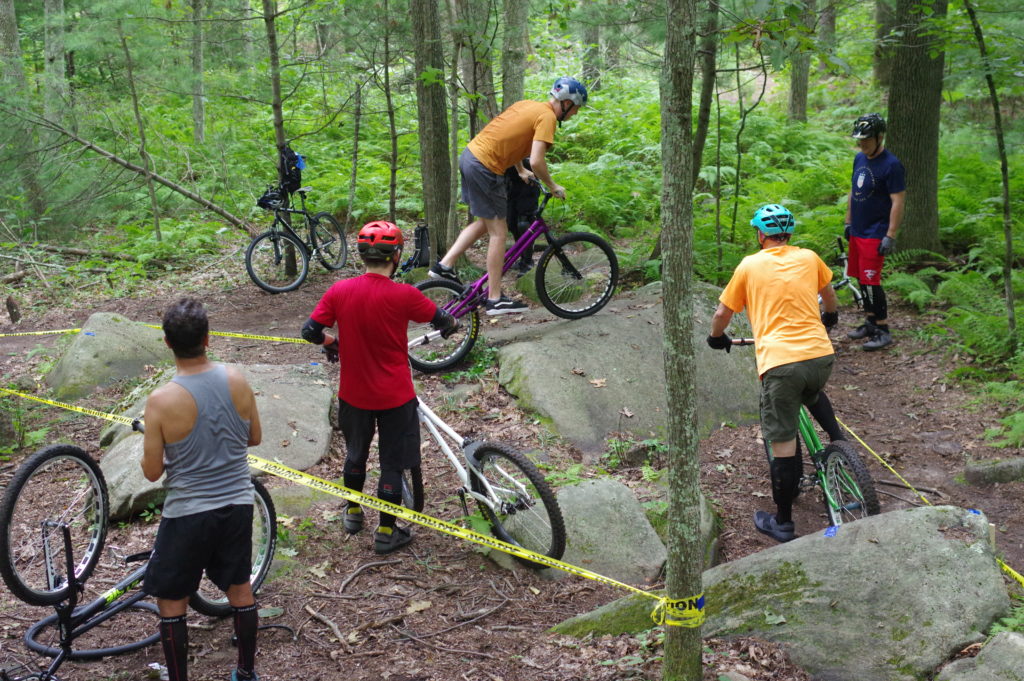 Some of the trials biking crew during a weekly group ride