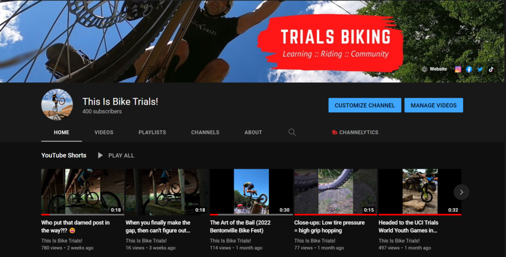 Rebranded This Is Bike Trials! YouTube channel home page